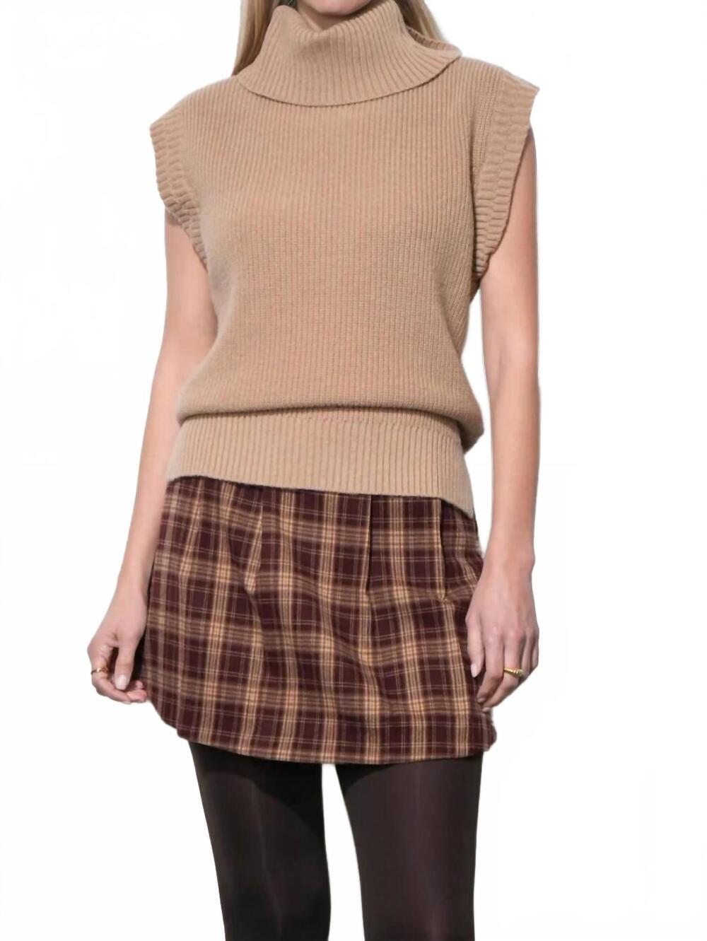 NEW GREYLIN charlotte loose funnel neck sweater in light camel